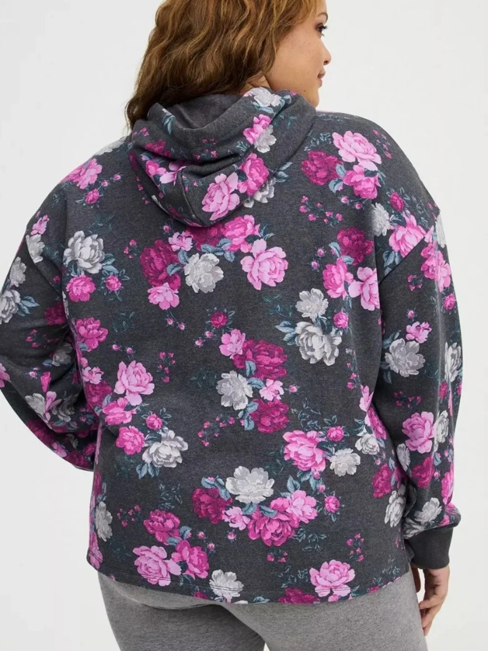 Torrid Hoodie 3X Pullover Top Hooded French Terry Grey Purple Plus Size Cotton - Picture 4 of 5